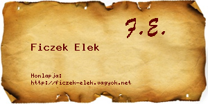 Ficzek Elek névjegykártya